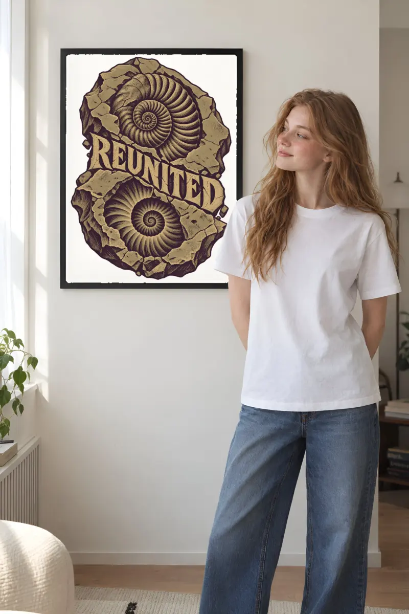 “Reunited Ammonite Fossils” Premium Wooden Framed Poster