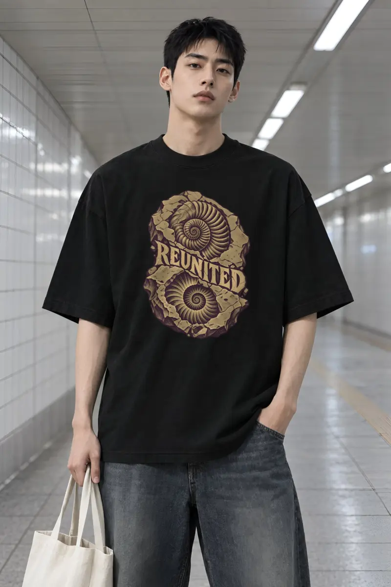 "REUNITED" Men's Oversized Heavyweight Crewneck T-Shirt
