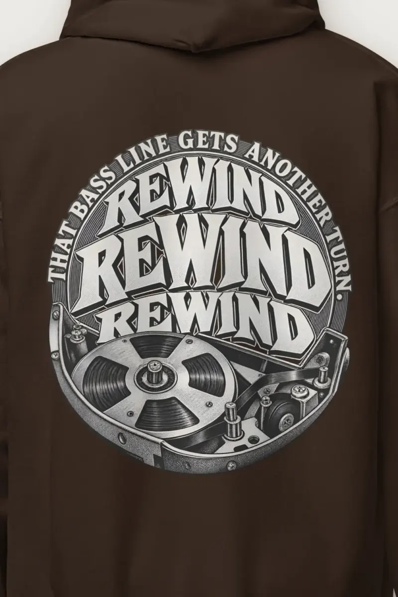 "Rewind Tape Deck" Heavy Blend Unisex Pullover Hoodie - the graphic up close