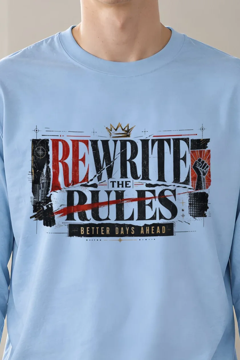 "Rewrite The Rules" Unisex Longsleeve T-shirt - the graphic up close