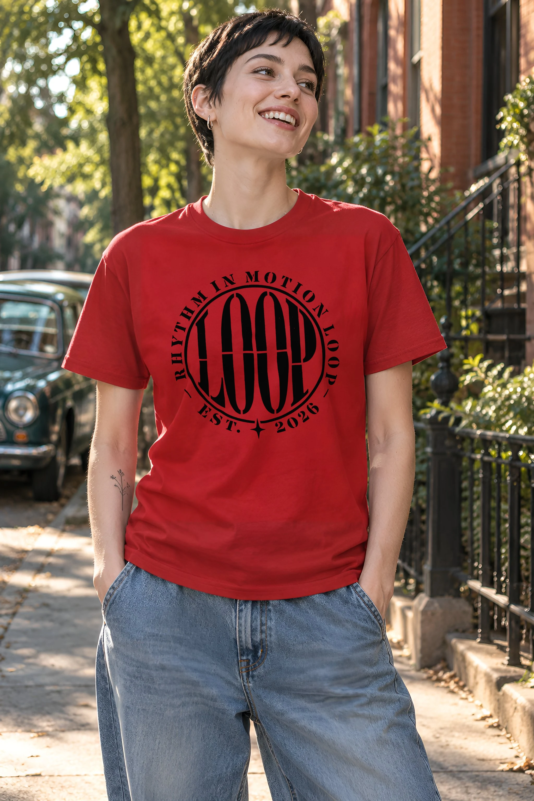 "Rhythm in Motion Loop" Heavyweight Unisex Crewneck T-shirt