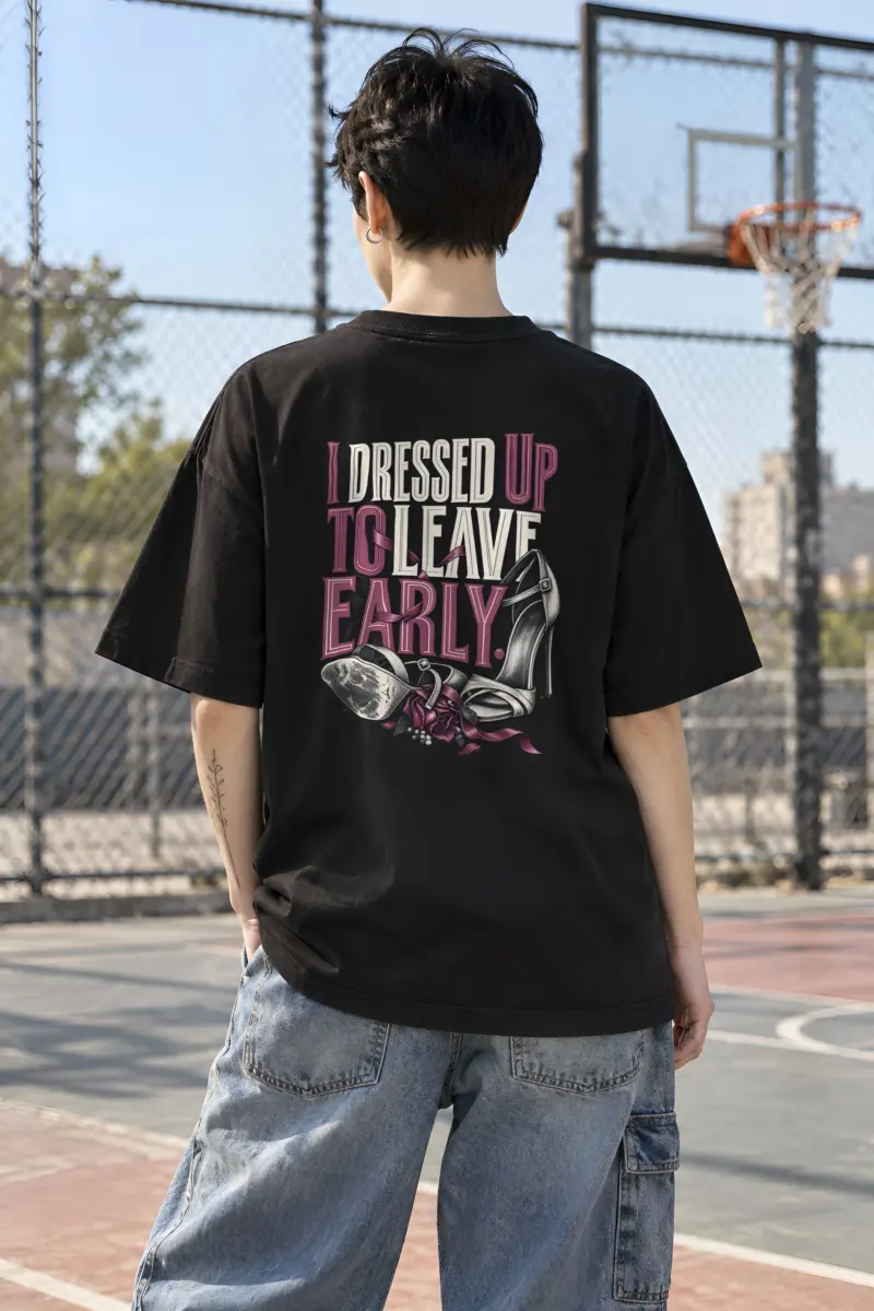 "Ribbon And Stiletto Sandals" Unisex Oversized Heavyweight Crewneck T-Shirt