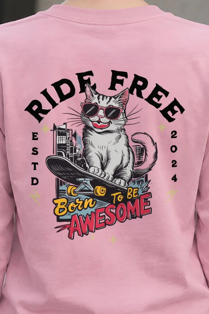 "Ride Free" Unisex Longsleeve T-shirt - the graphic up close