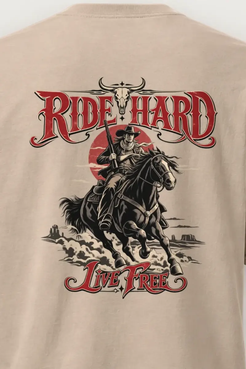 "Ride Hard Live Free" Heavyweight Unisex Crewneck T-shirt