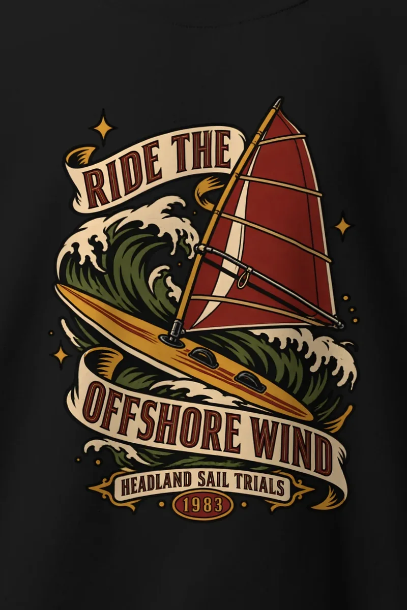 "Ride the Offshore Wind" Heavy Blend Unisex Crewneck Sweatshirt - the graphic up close