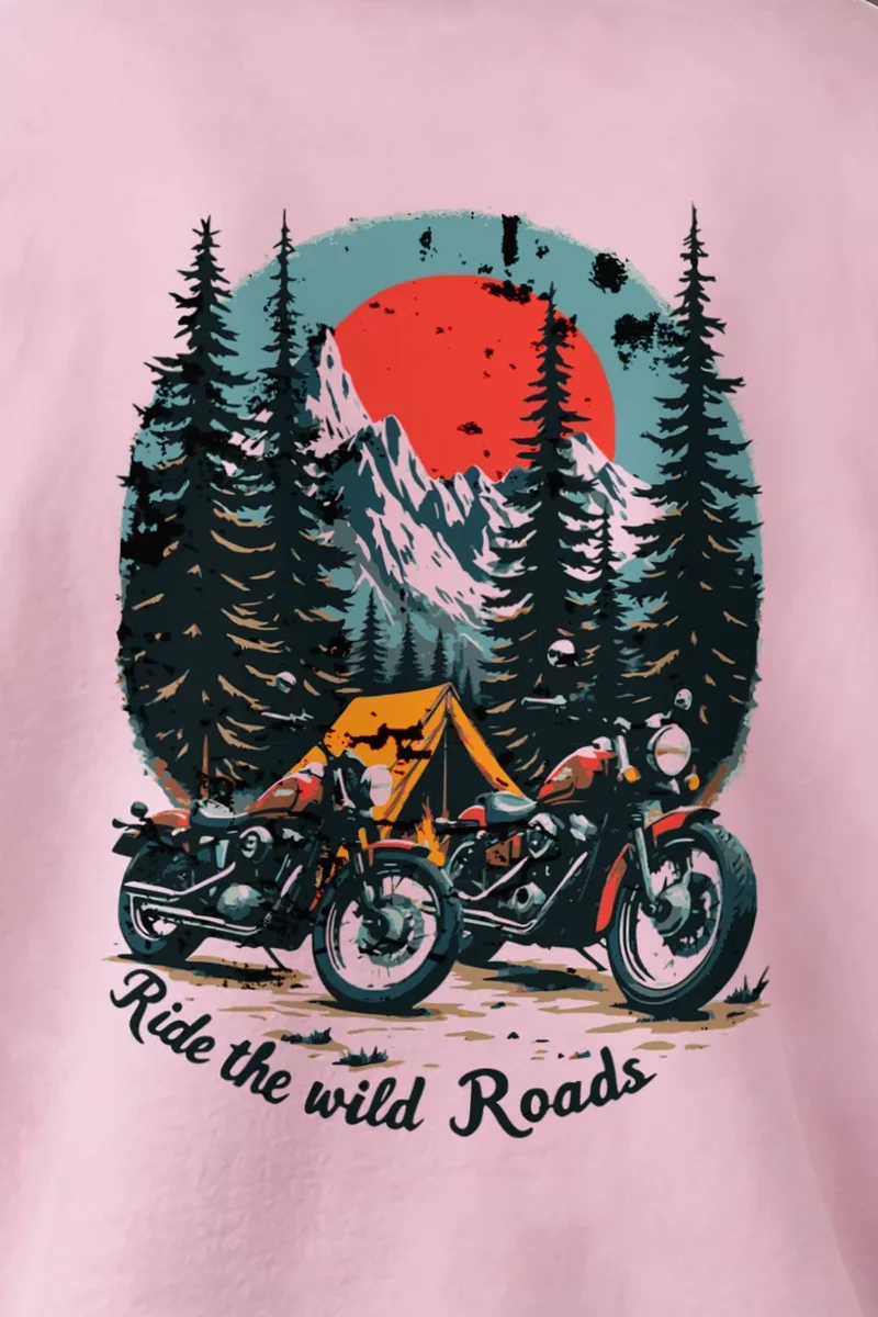 "Ride The Wild Roads" 1 Crewneck Sweatshirt - the graphic up close