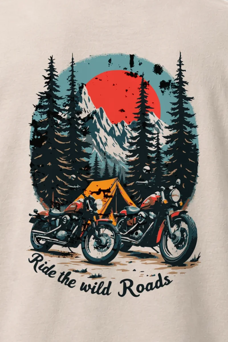 "Ride The Wild Roads" Heavyweight Unisex Crewneck T-shirt