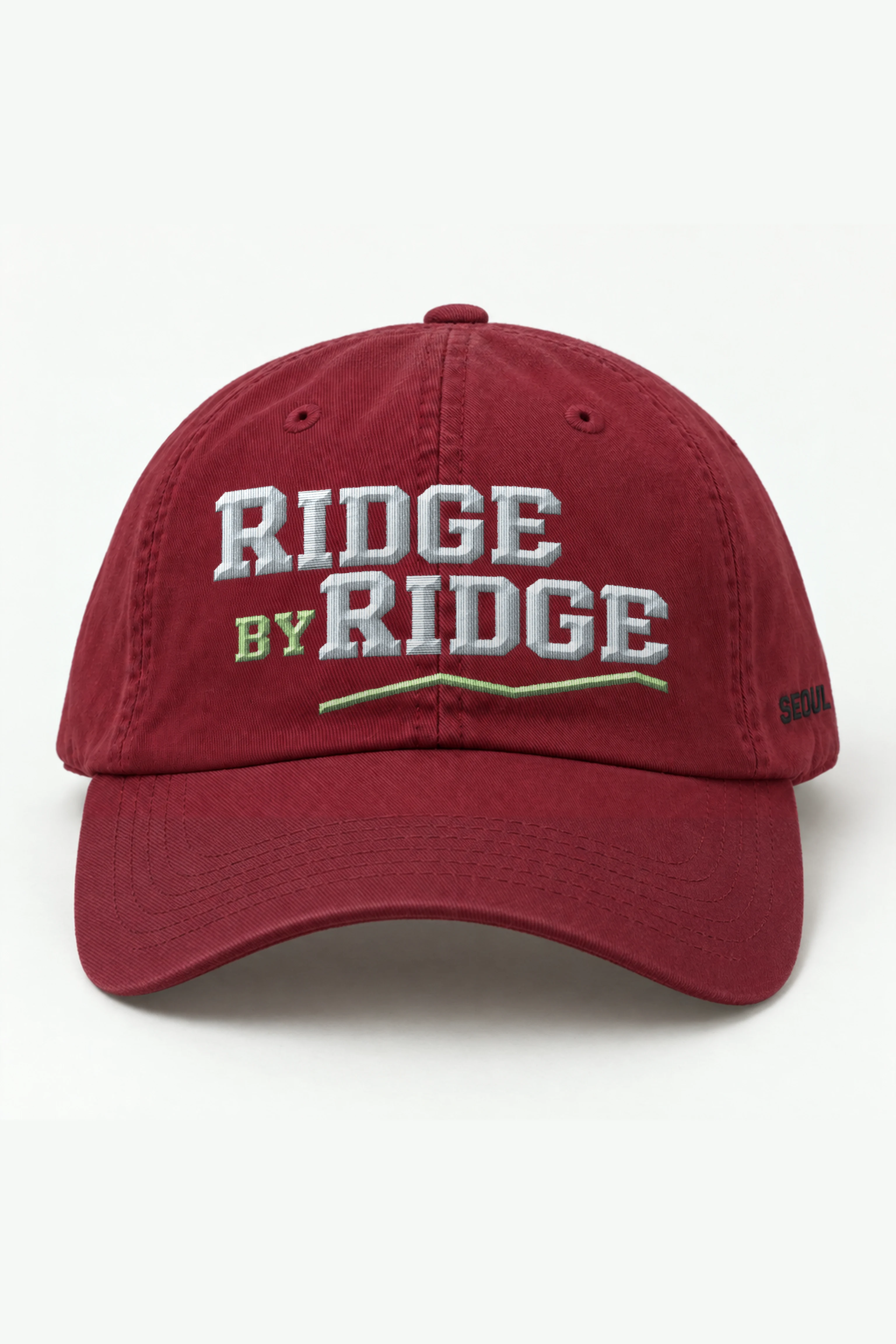 "Ridge by Ridge" Classic Dad Hat · Embroidered — cranberry/cap-front
