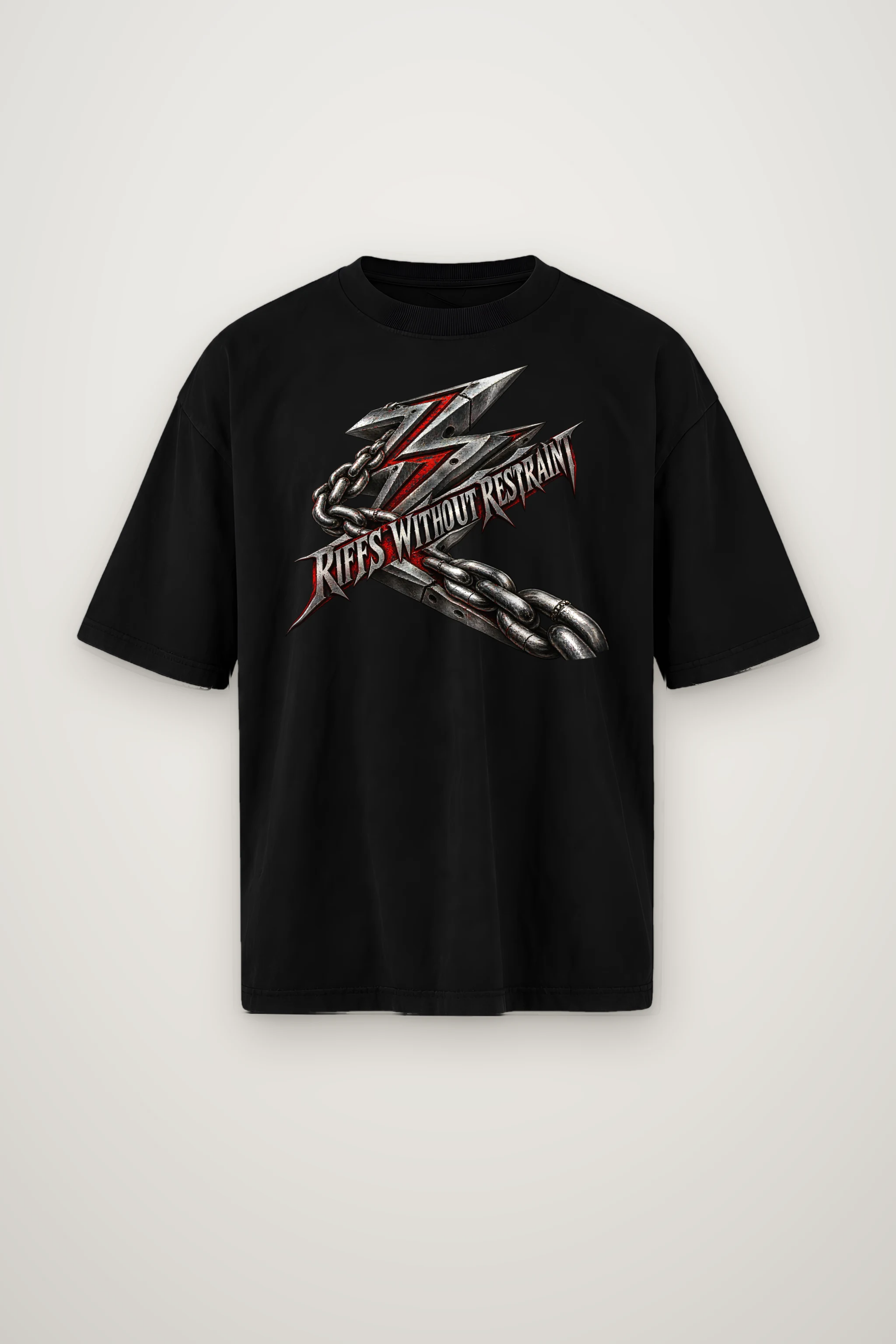 "Riffs Without Restraint" Men's Oversized Heavyweight Crewneck T-Shirt