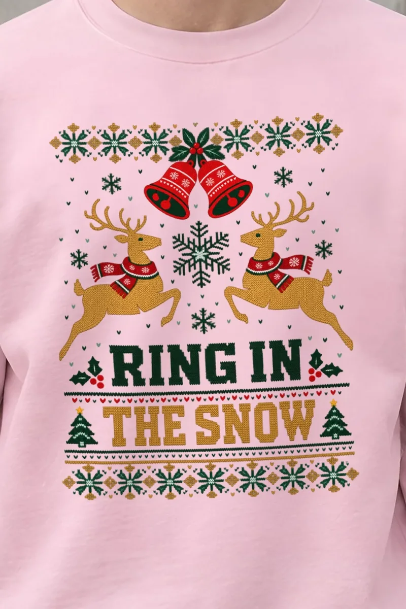 "Ring In The Snow" 1 Crewneck Sweatshirt - the graphic up close