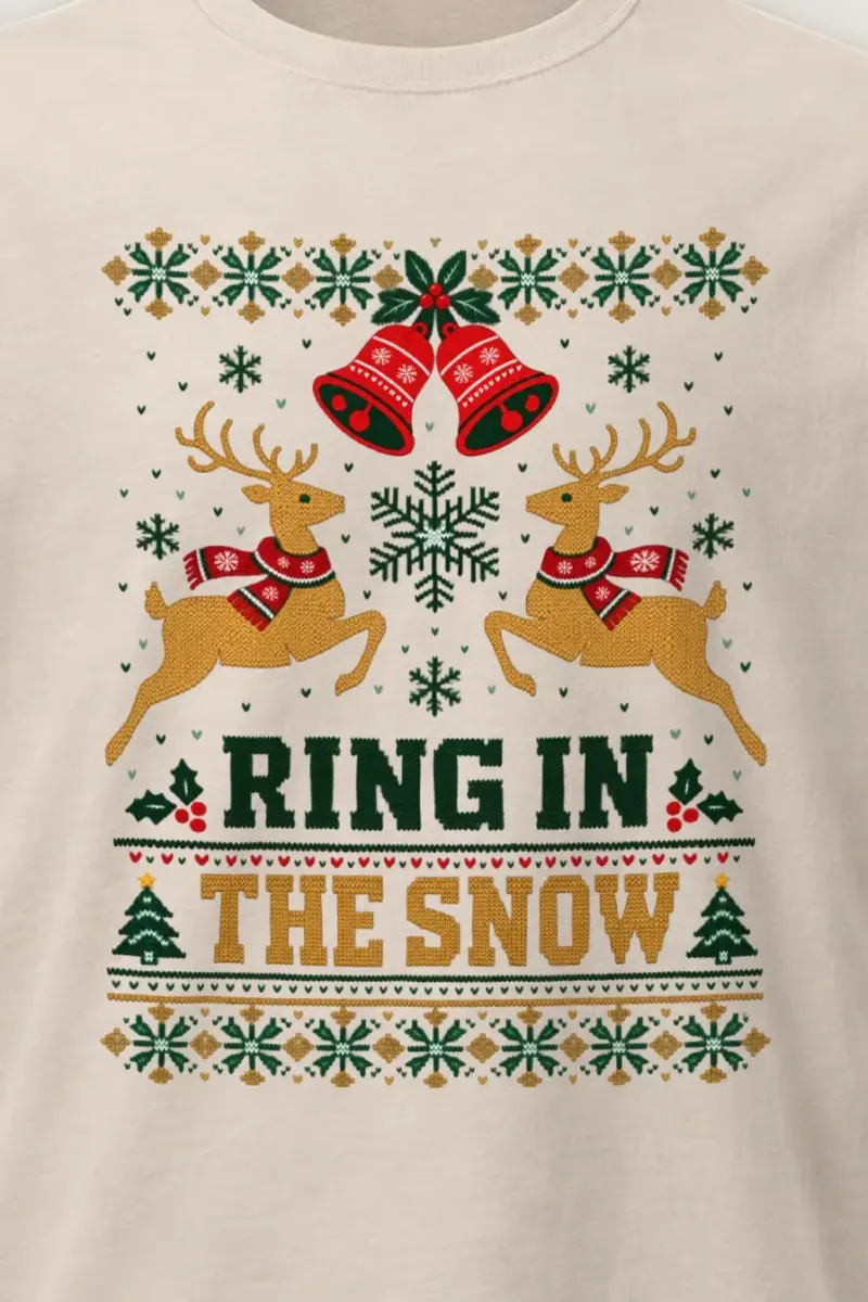 "Ring In The Snow" Heavyweight Unisex Crewneck T-shirt