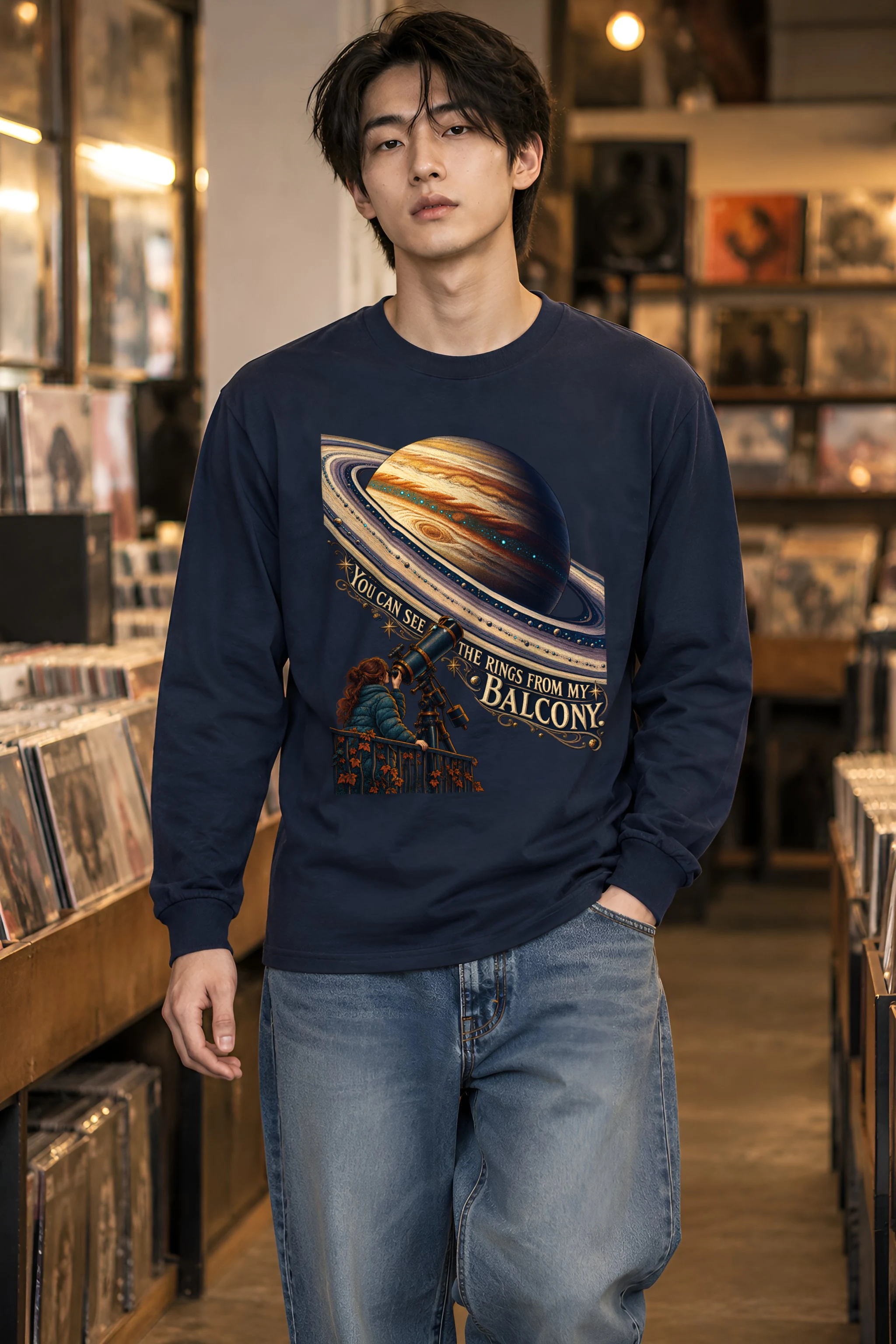 "Ringed Planet Balcony" Unisex Longsleeve T-shirt