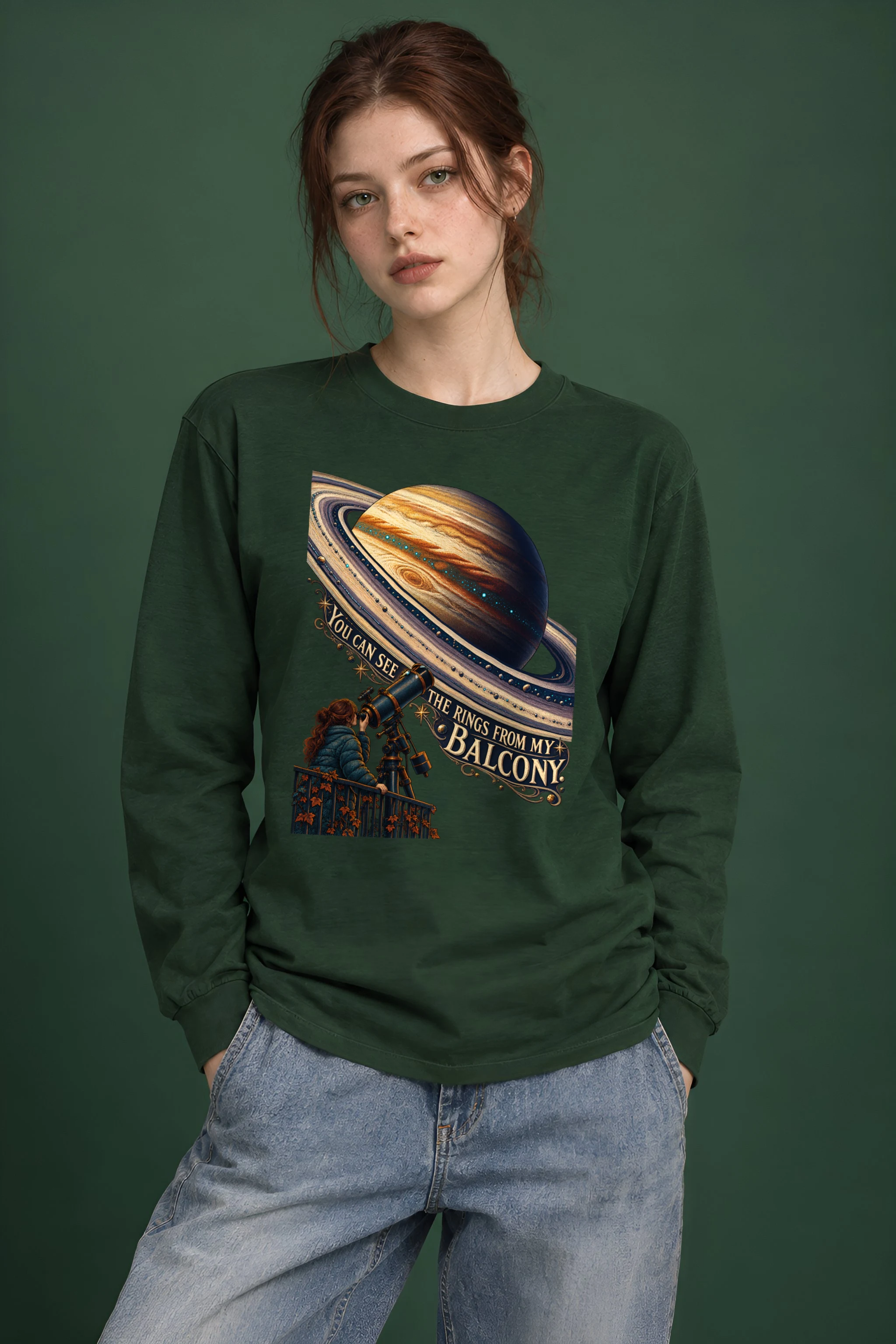 "Ringed Planet Balcony" Unisex Longsleeve T-shirt