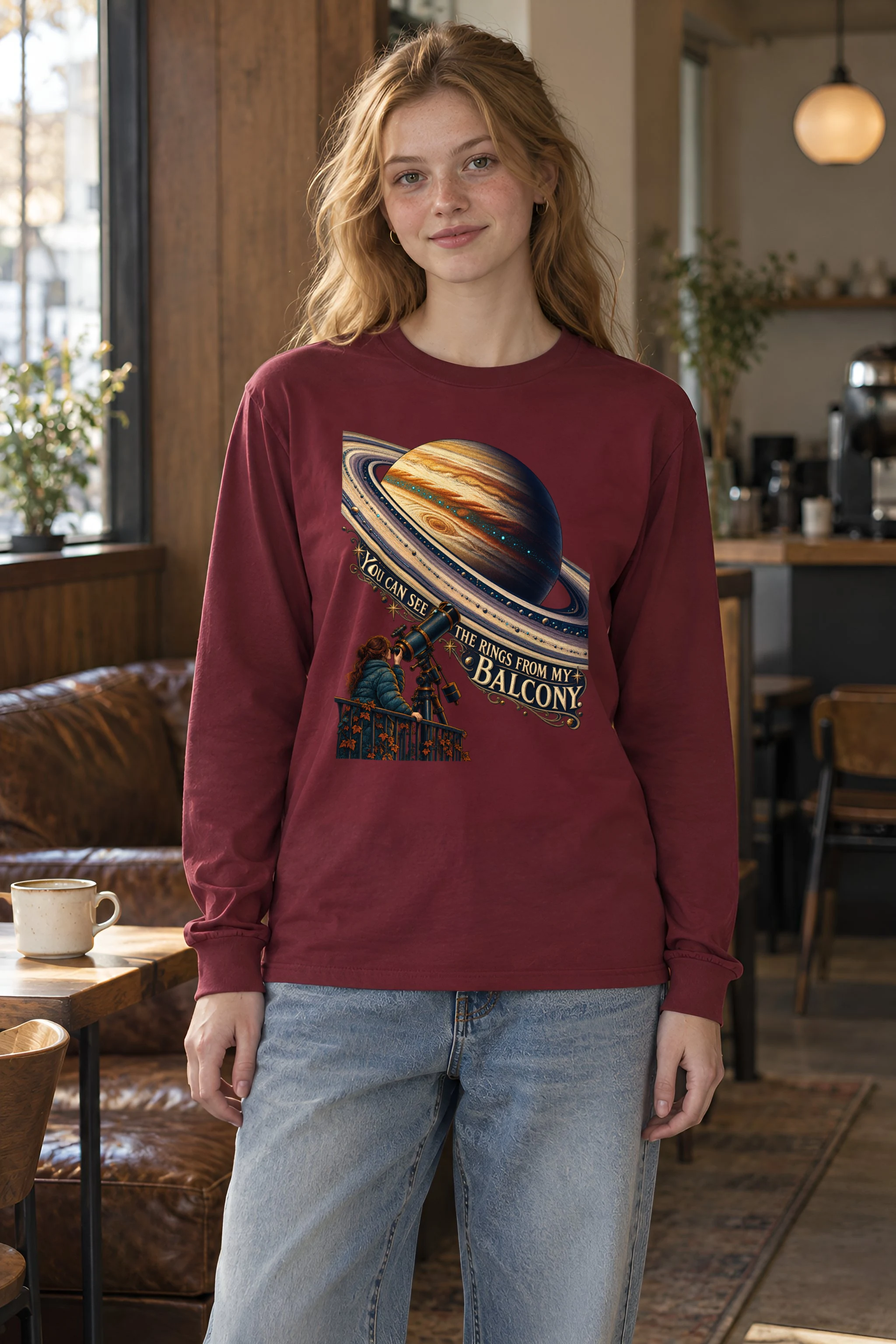 "Ringed Planet Balcony" Unisex Longsleeve T-shirt