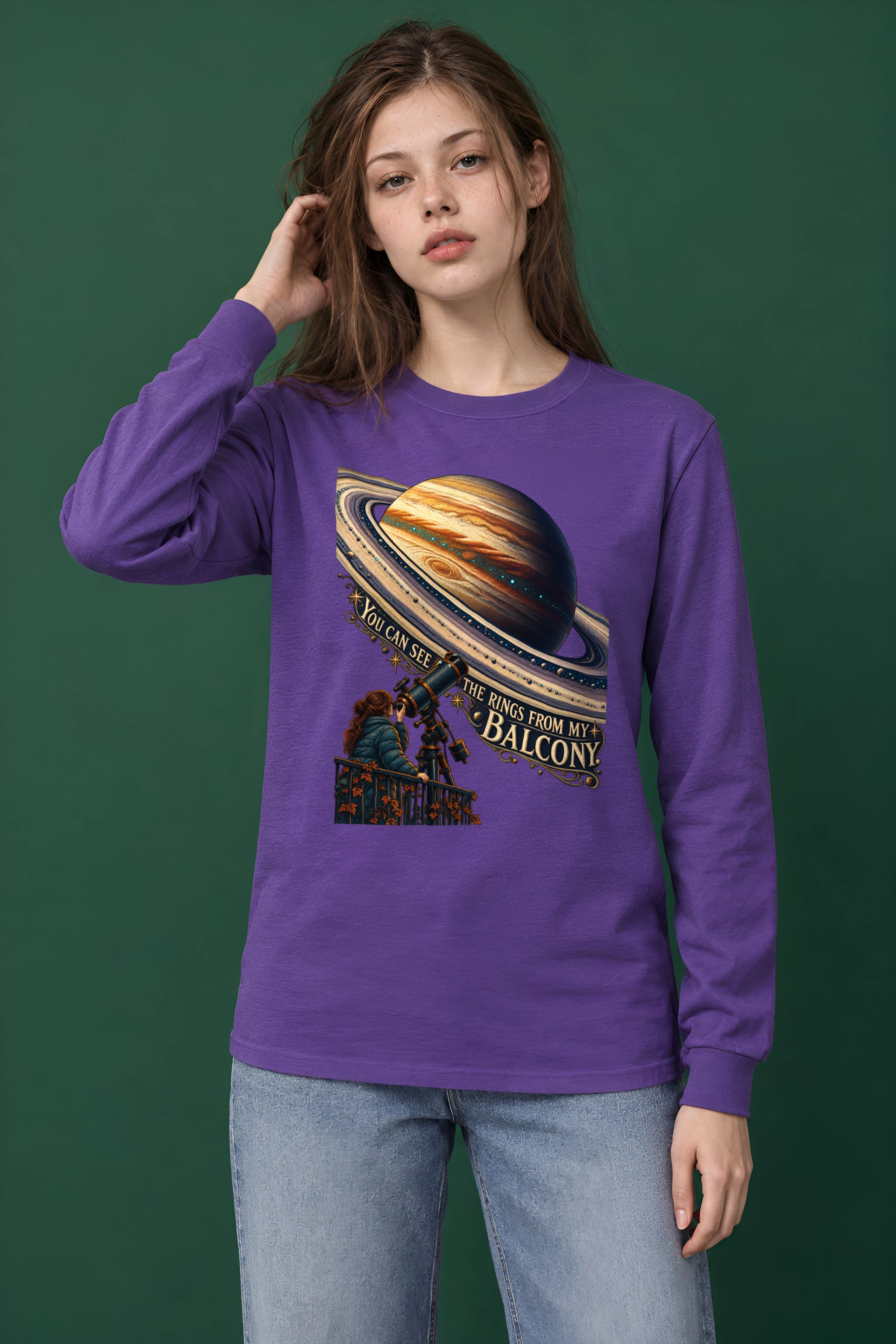 "Ringed Planet Balcony" Unisex Longsleeve T-shirt