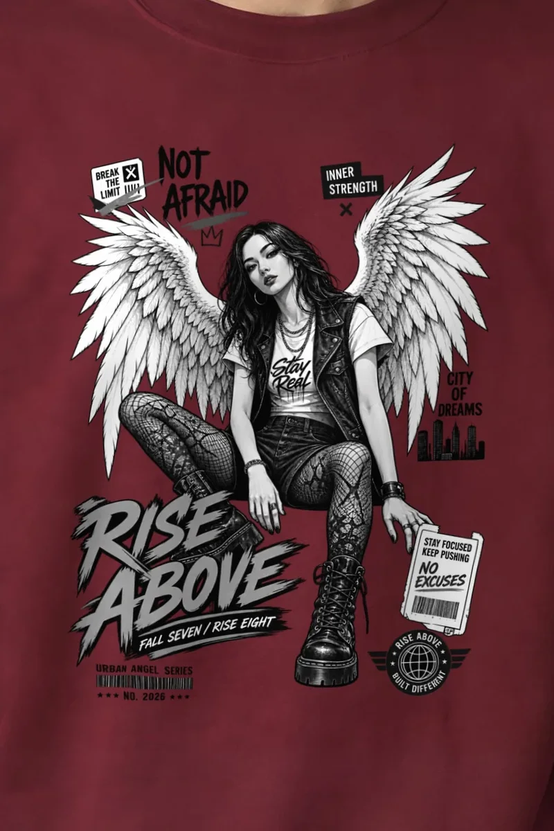 "Rise Above" 1 Crewneck Sweatshirt - the graphic up close