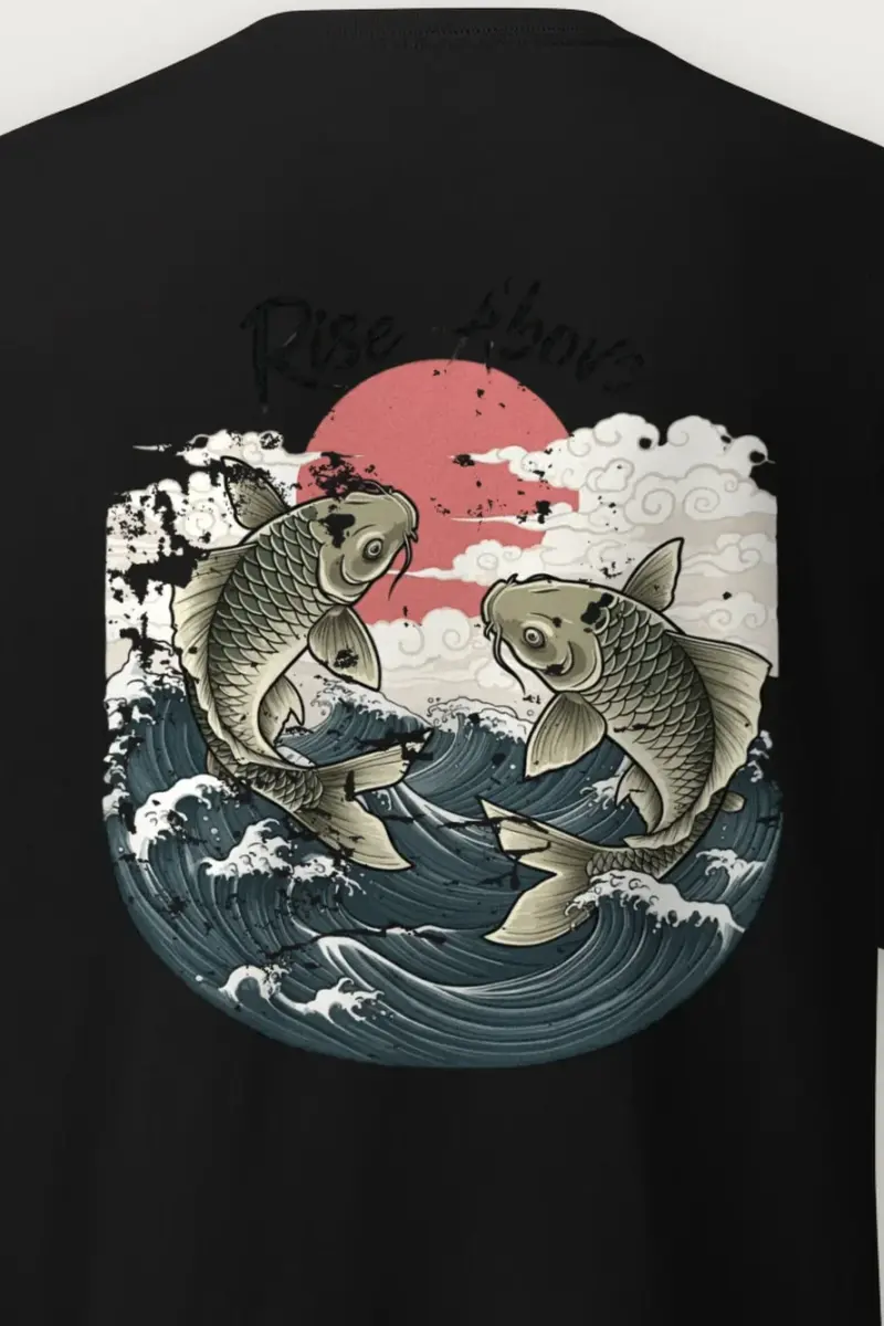 "Rise Above Koi" Heavyweight Unisex Crewneck T-shirt