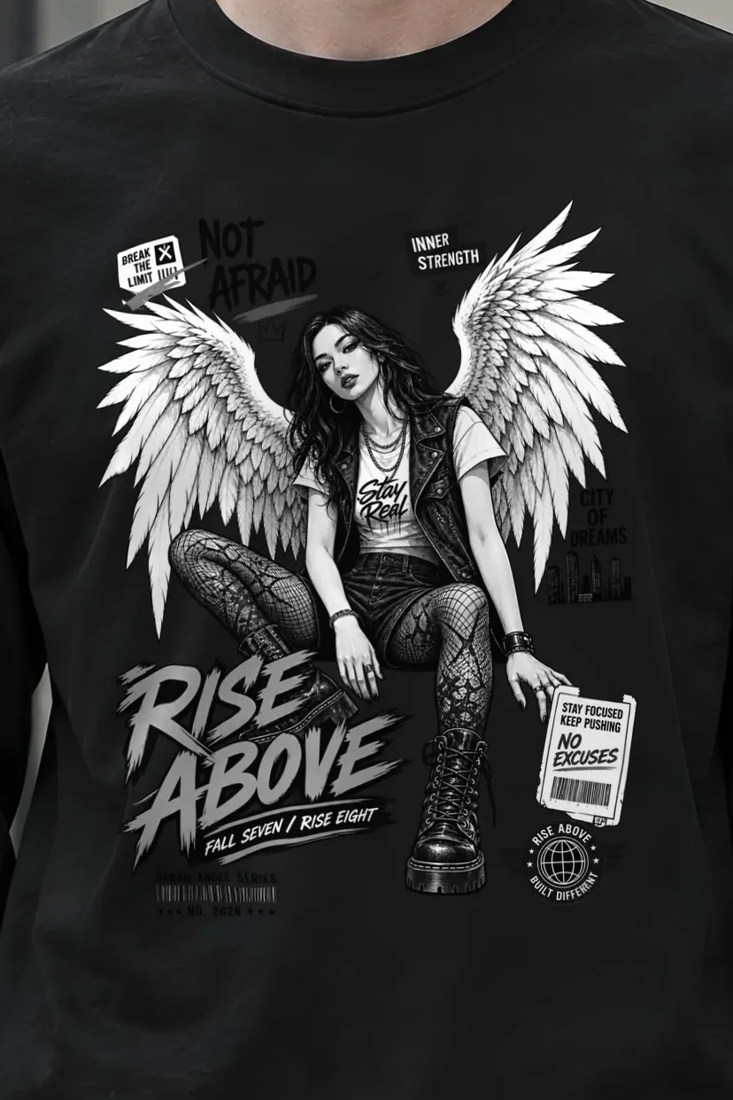 "Rise Above" Unisex Longsleeve T-shirt - the graphic up close
