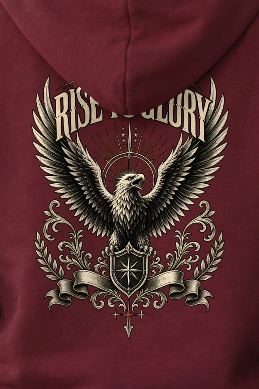 "Rise To Glory" 1 Pullover Hoodie - the graphic up close