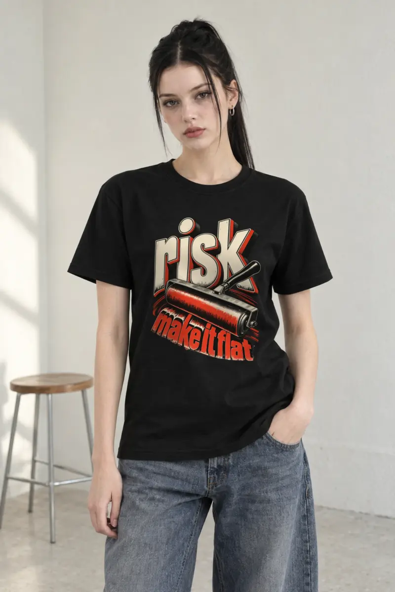 "risk make it flat" Heavyweight Unisex Crewneck T-shirt