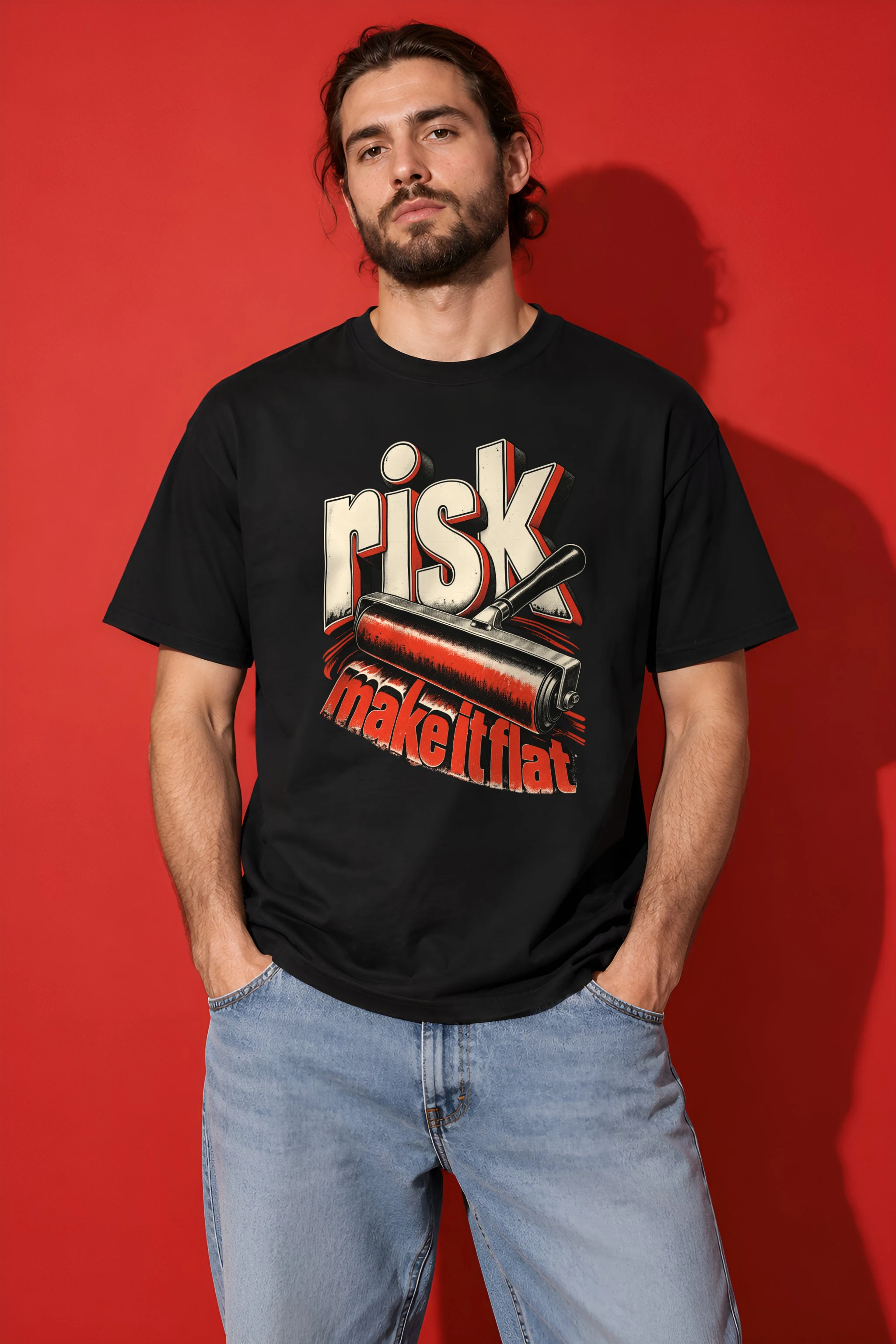 "risk make it flat" Heavyweight Unisex Crewneck T-shirt