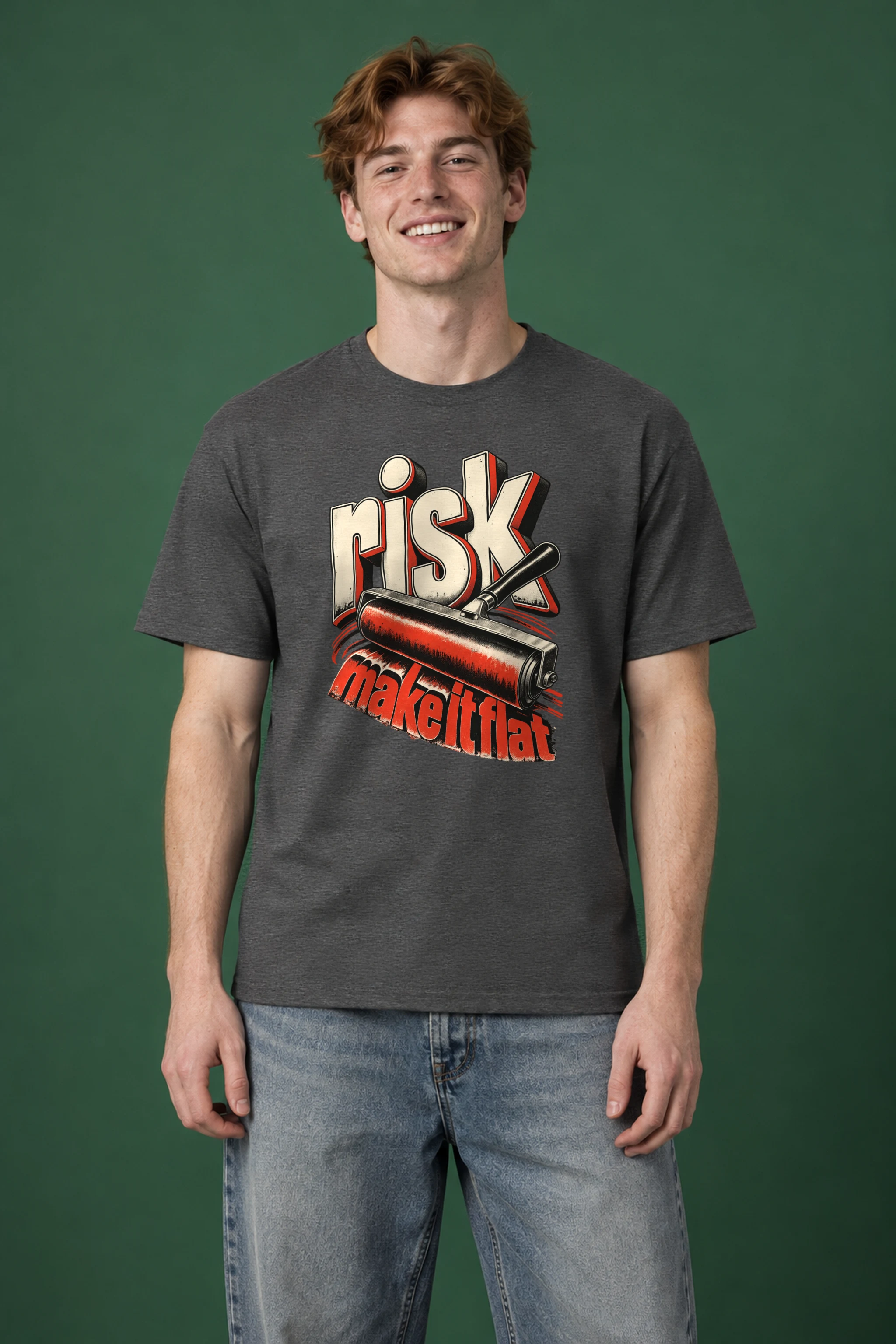 "risk make it flat" Heavyweight Unisex Crewneck T-shirt
