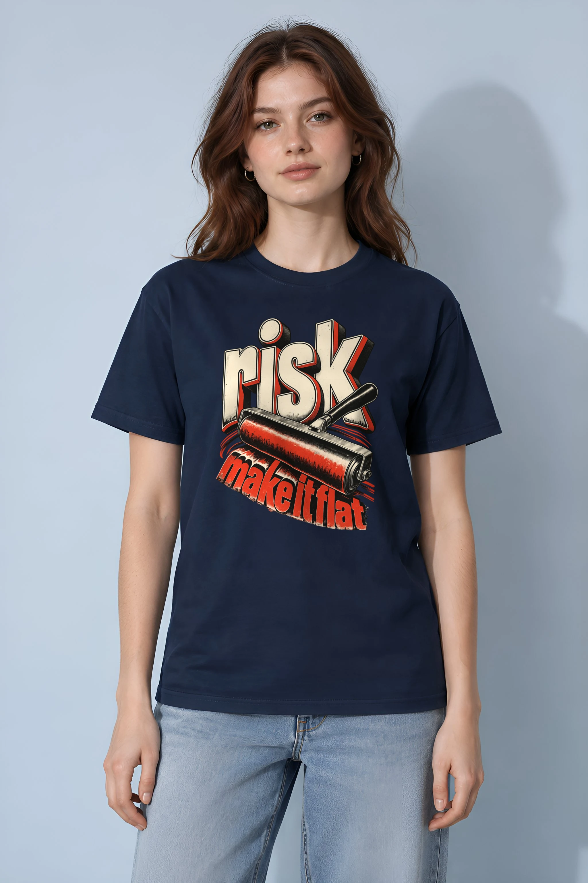 "risk make it flat" Heavyweight Unisex Crewneck T-shirt