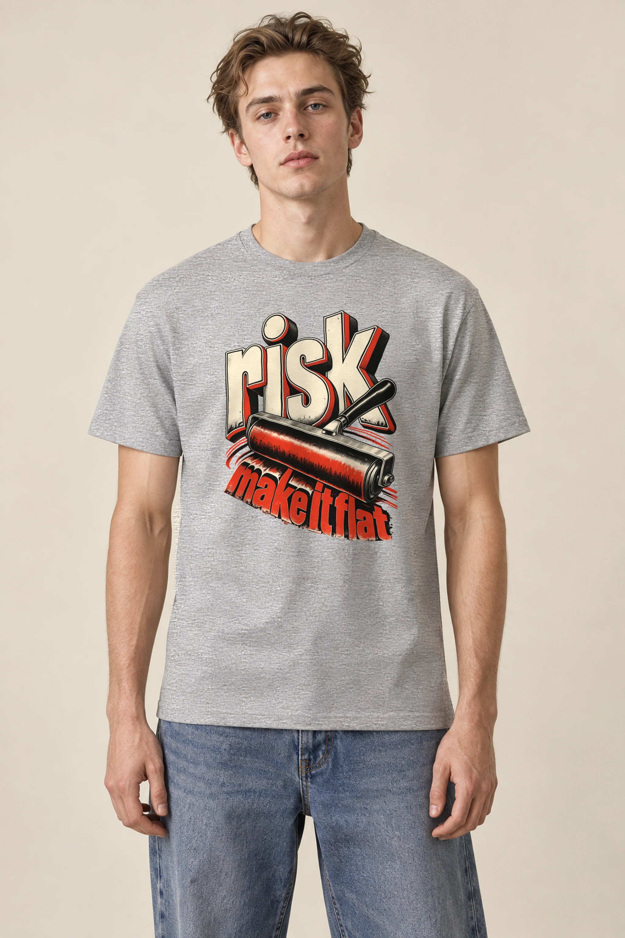 "risk make it flat" Heavyweight Unisex Crewneck T-shirt