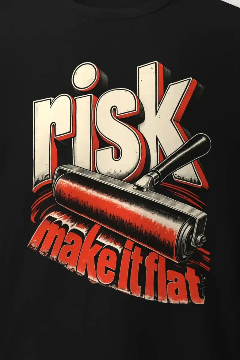 "risk make it flat" Heavyweight Unisex Crewneck T-shirt - the graphic up close