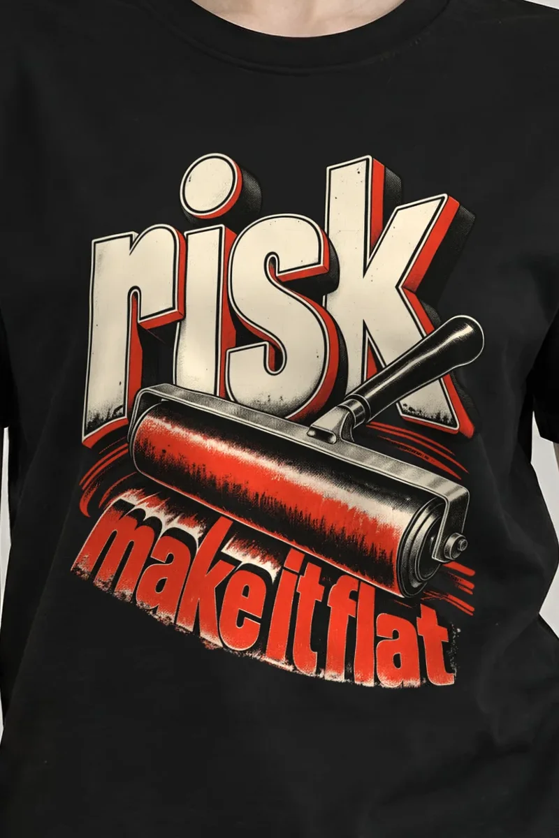 "risk make it flat" Heavyweight Unisex Crewneck T-shirt - the graphic up close