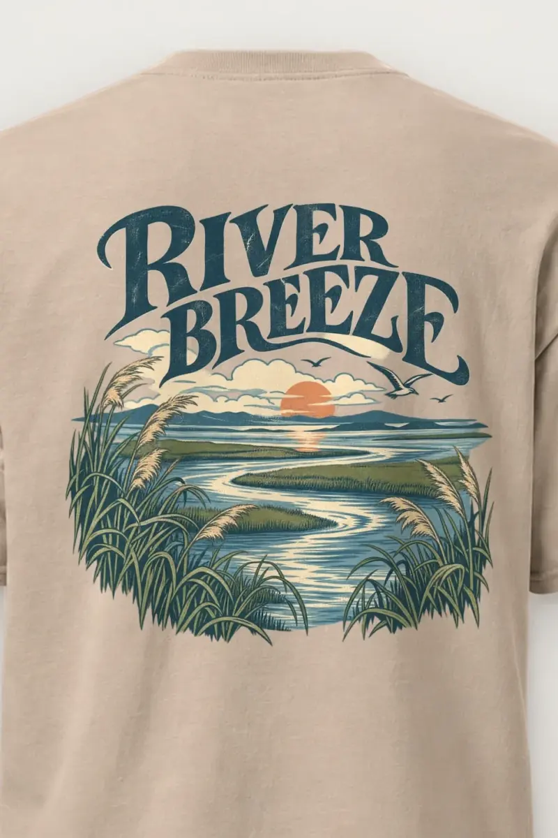 "River Breeze" Heavyweight Unisex Crewneck T-shirt