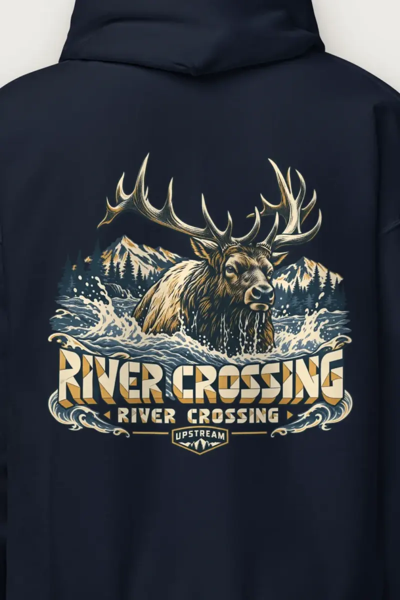"River Crossing" Heavy Blend Unisex Pullover Hoodie - the graphic up close