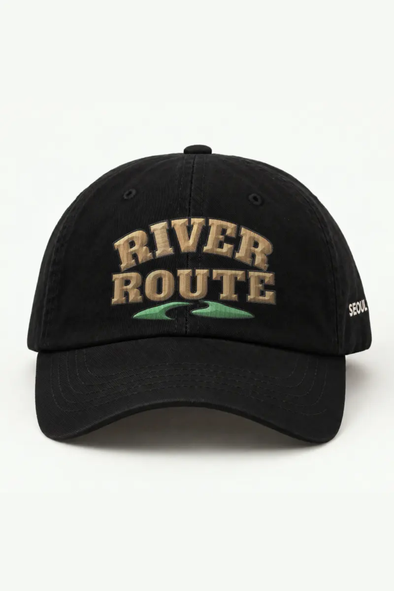"RIVER ROUTE" Classic Dad Hat · Embroidered — black/cap-front