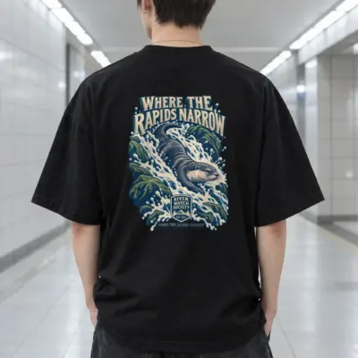 "River Watch Society Shield" Men's Oversized Heavyweight Crewneck T-Shirt