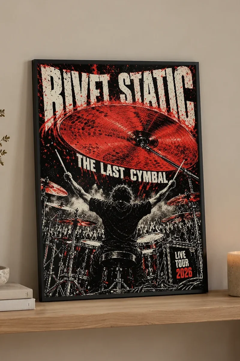 "Rivet Static The Last Cymbal" Premium Wooden Framed Poster - the graphic up close