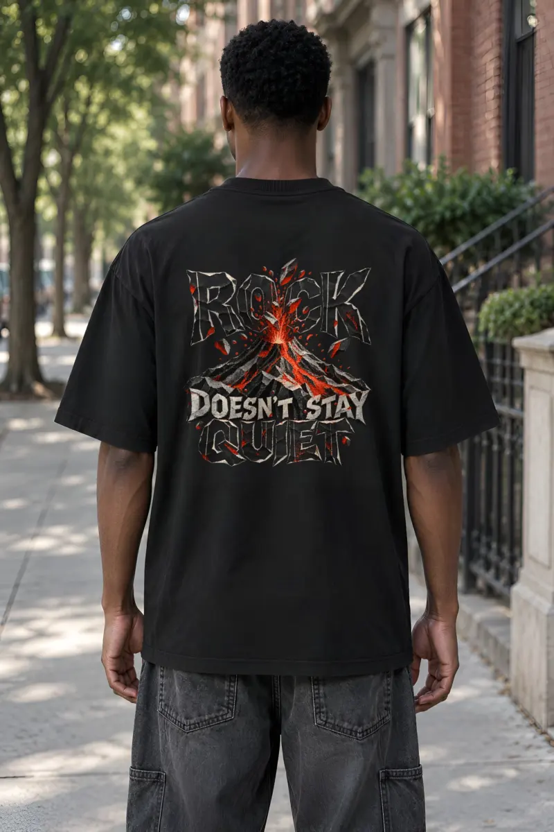 "Rock Doesn't Stay Quiet" Unisex Oversized Heavyweight Crewneck T-Shirt