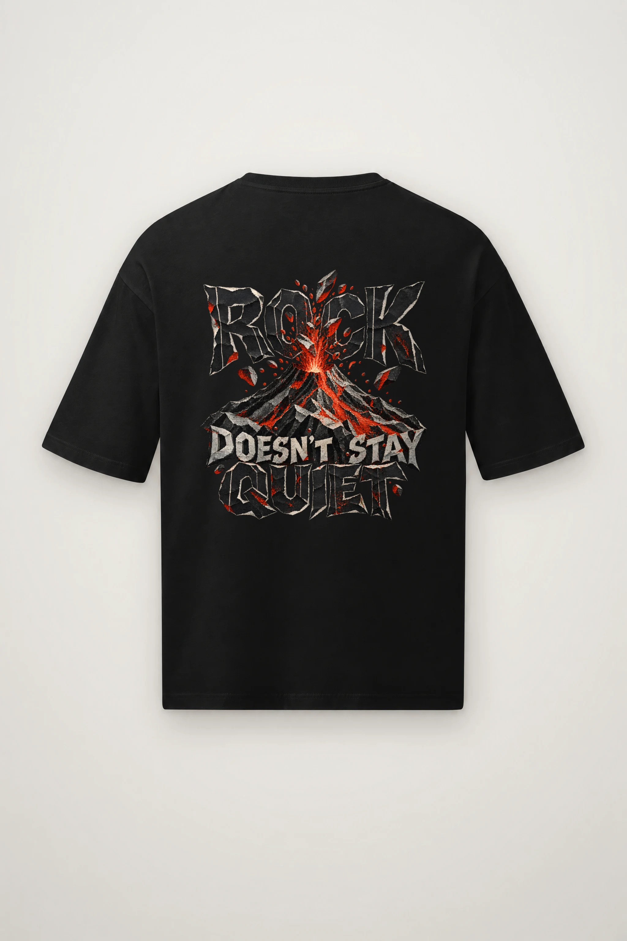 "Rock Doesn't Stay Quiet" Men's Oversized Heavyweight Crewneck T-Shirt