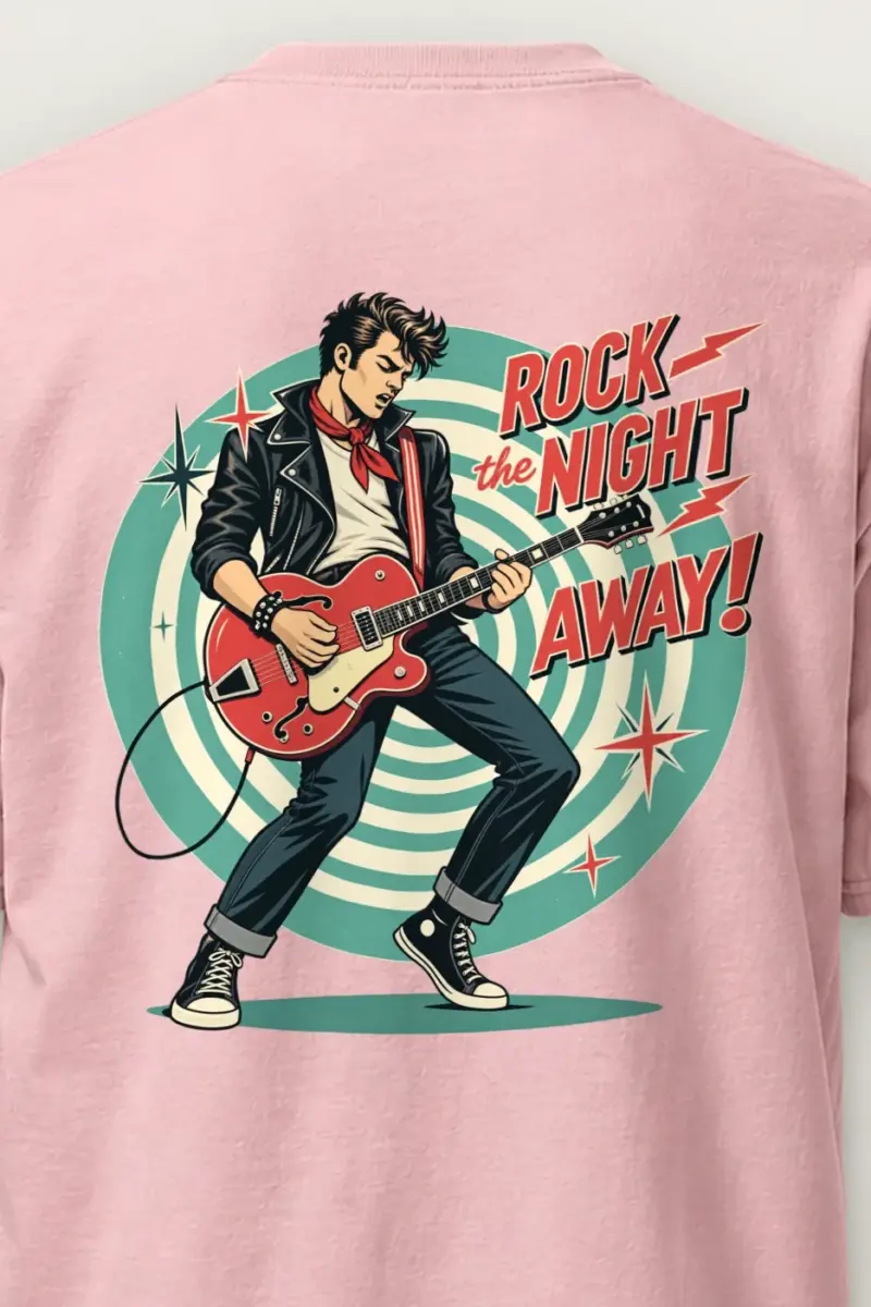 "Rock the Night Away" Heavyweight Unisex Crewneck T-shirt