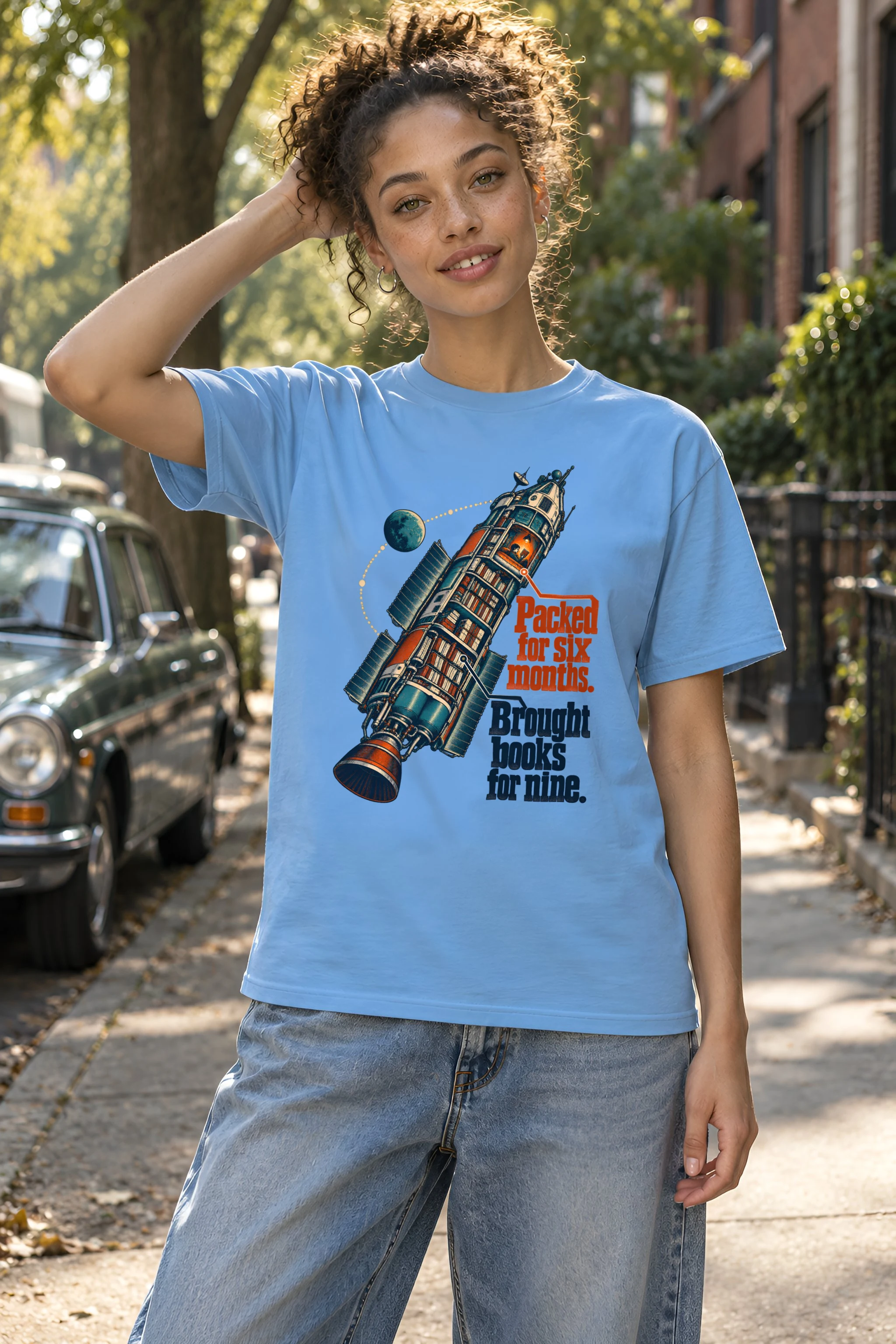 "Rocket Library" Heavyweight Unisex Crewneck T-shirt
