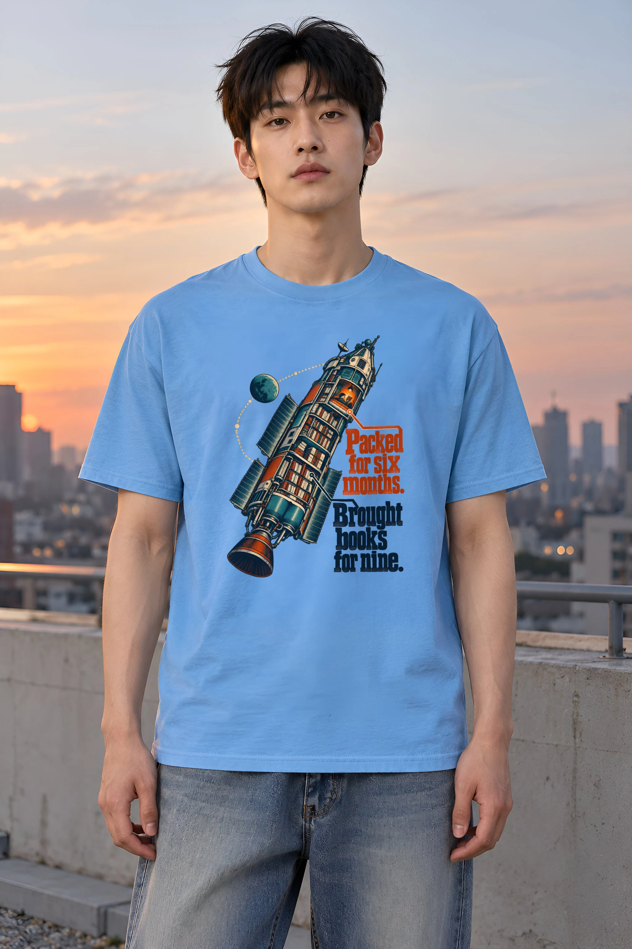 "Rocket Library" Heavyweight Unisex Crewneck T-shirt