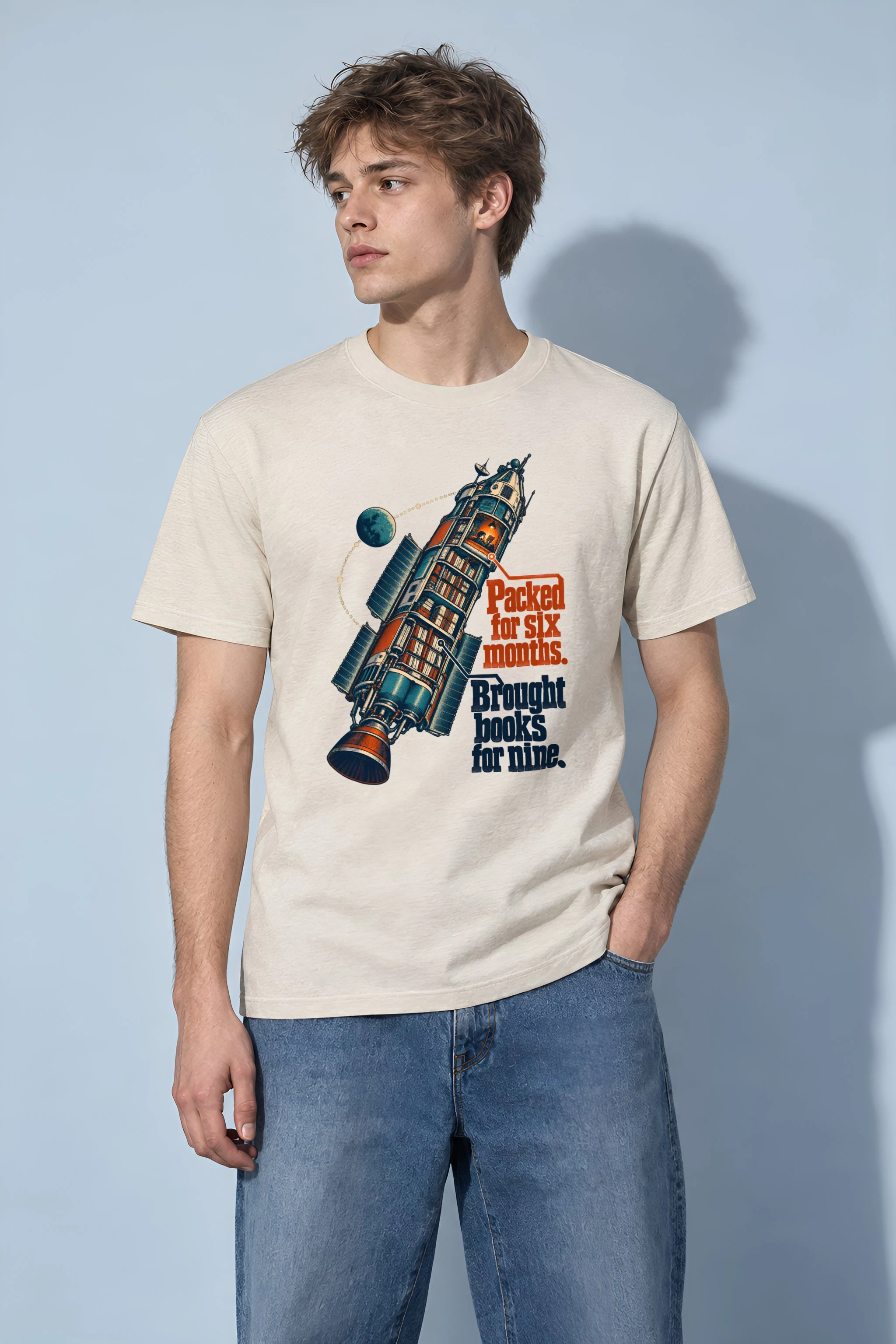"Rocket Library" Heavyweight Unisex Crewneck T-shirt