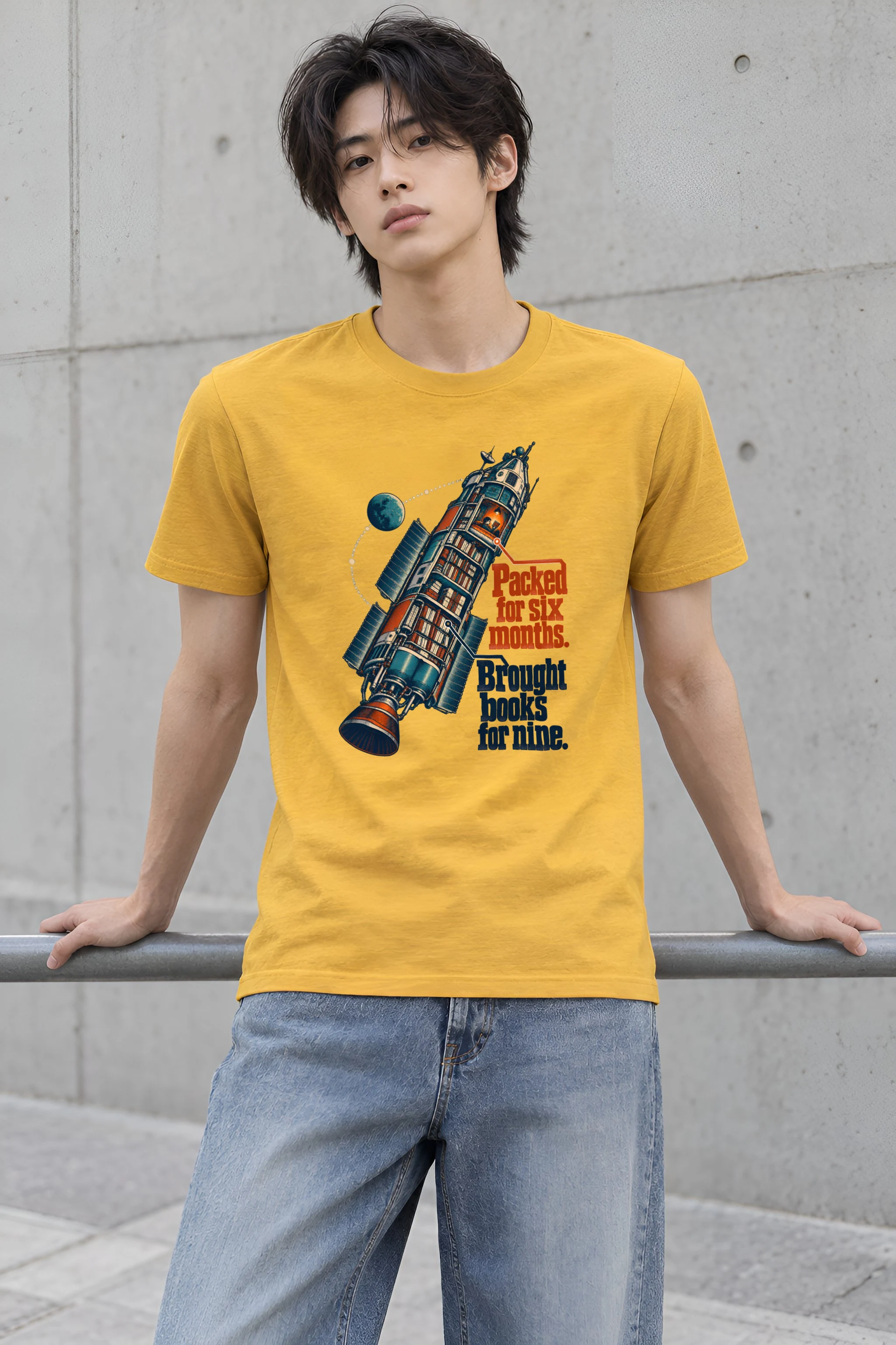 "Rocket Library" Heavyweight Unisex Crewneck T-shirt