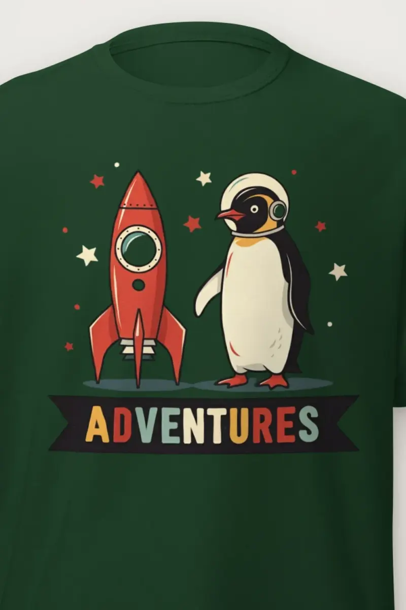 "Rocket Penguin Adventures" Heavyweight Unisex Crewneck T-shirt