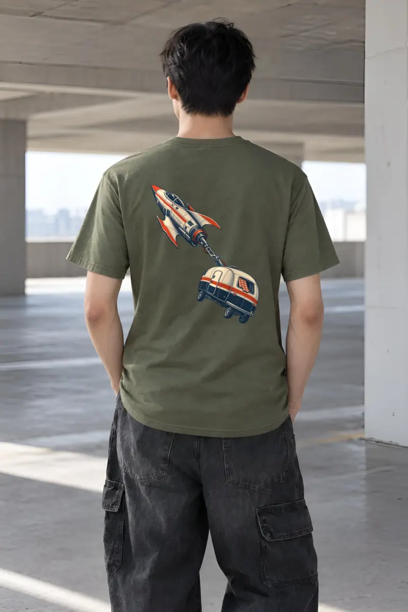 “Rocket Towing Caravan” Heavyweight Unisex Crewneck T-shirt