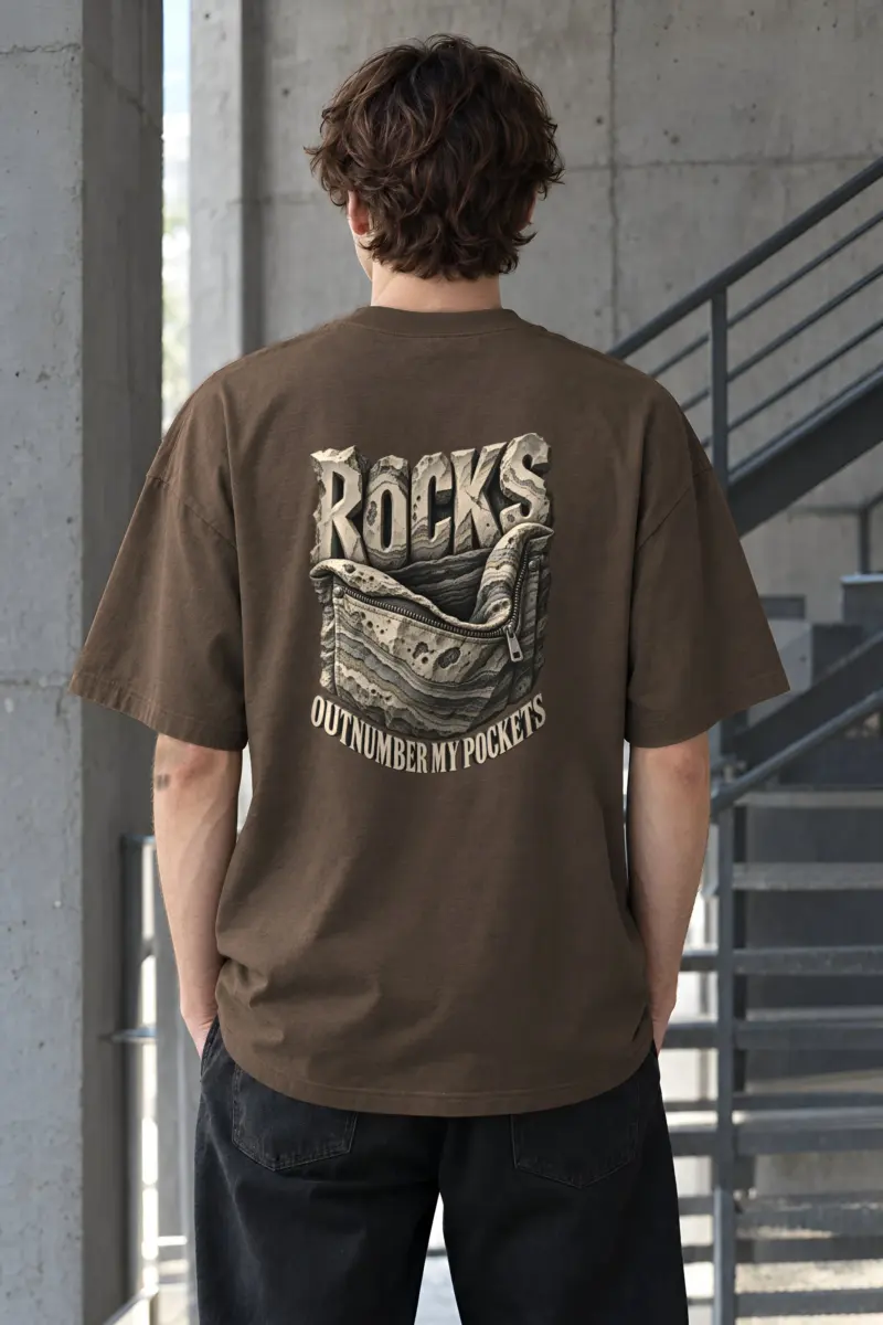 “Rocks Outnumber My Pockets” Men’s Oversized Heavyweight Crewneck T-Shirt