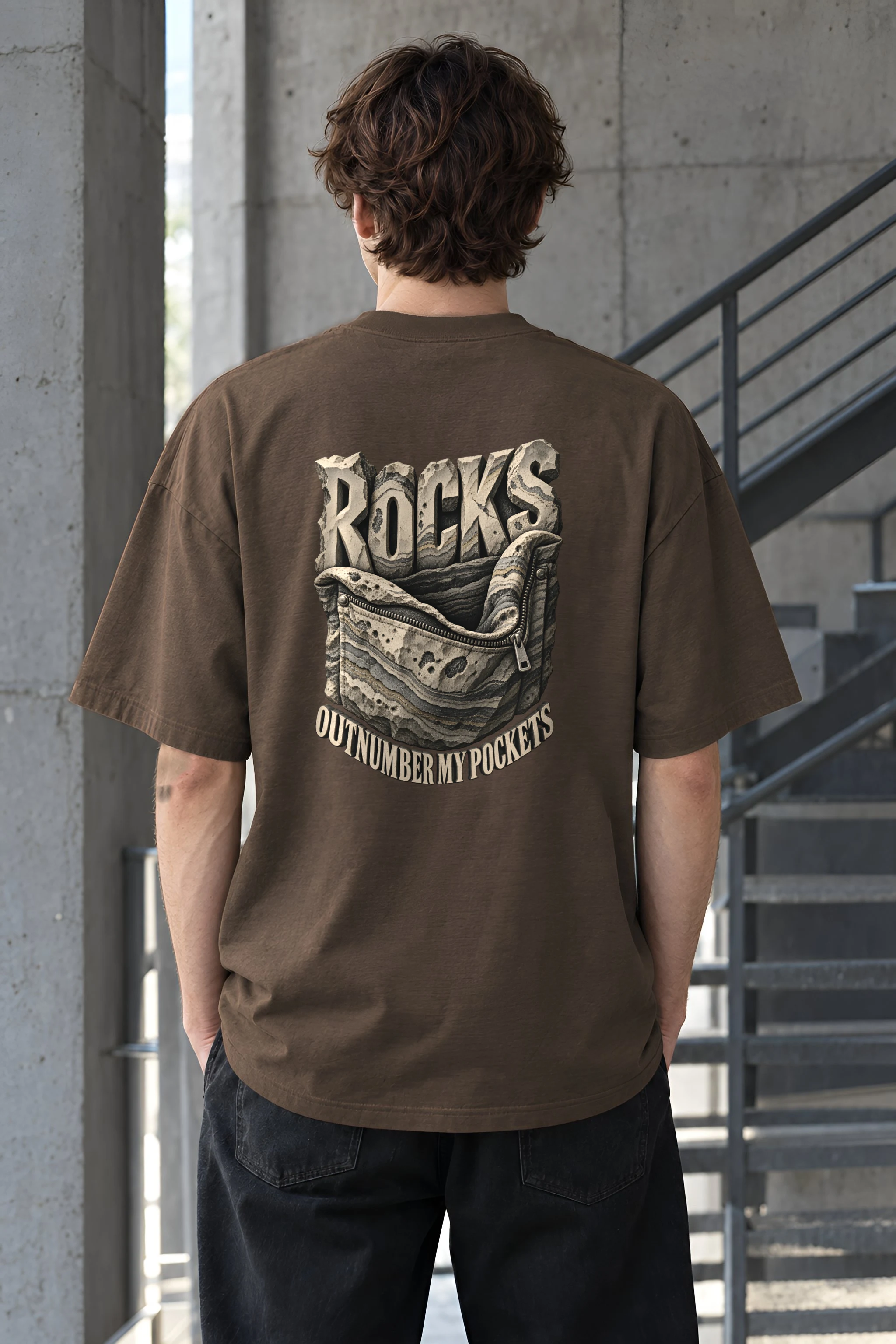 "Rocks Outnumber My Pockets" Men's Oversized Heavyweight Crewneck T-Shirt
