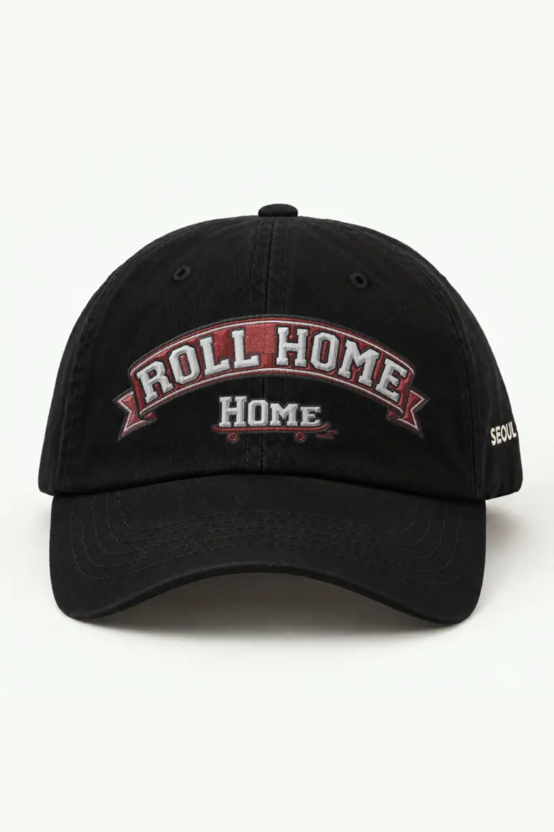 "Roll Home Home" Classic Dad Hat · Embroidered — black/cap-front