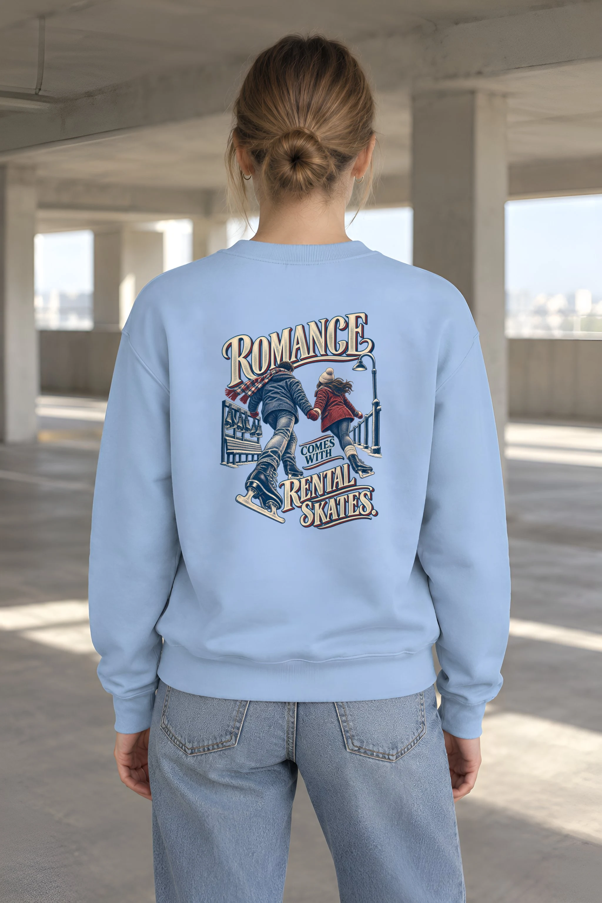 "Romance Comes With Rental Skates" Heavy Blend Unisex Crewneck Sweatshirt