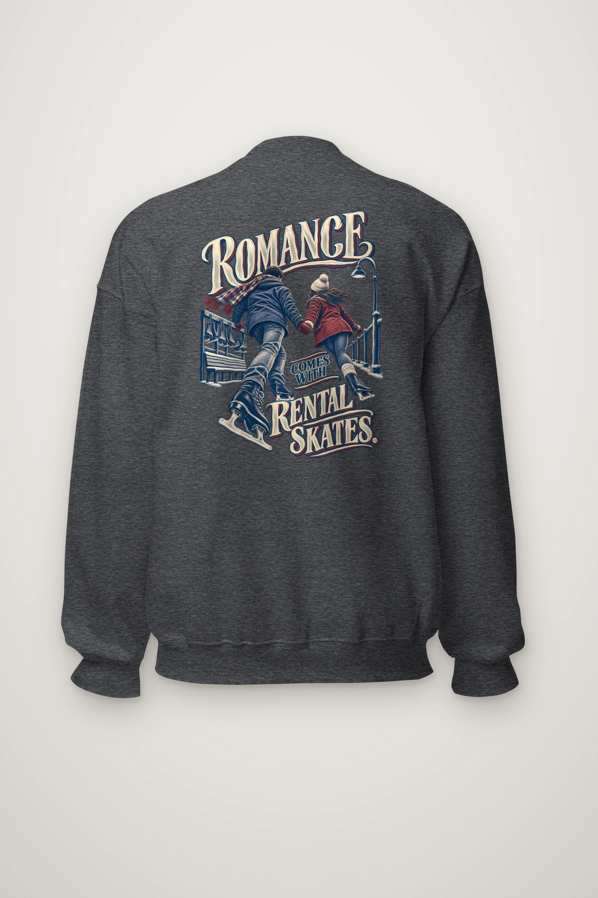 "Romance Comes With Rental Skates" Heavy Blend Unisex Crewneck Sweatshirt
