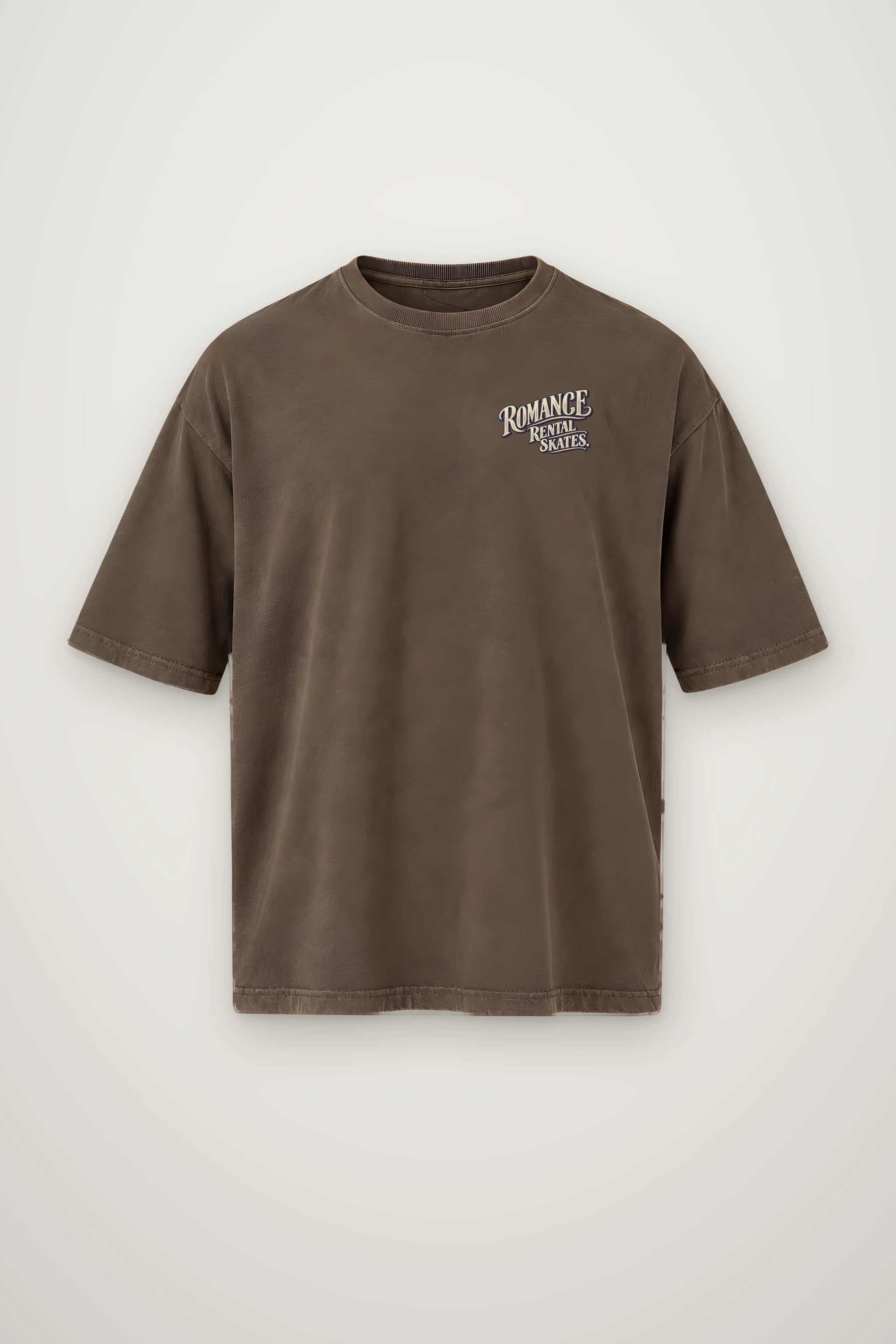 "Romance Comes With Rental Skates" Men's Oversized Heavyweight Crewneck T-Shirt